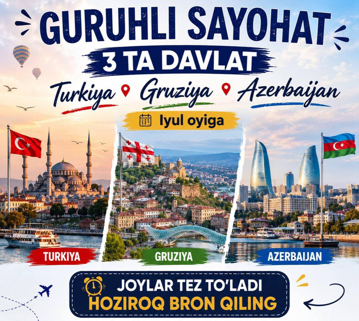 BIR SAYOHATDA 3 TA DAVLAT